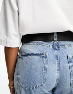 Belts*Curve Design Wide Waist Belt With Oval Gold Buckle Black