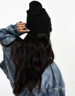 Beanies*DESIGN Deep Turn Up Beanie In Black