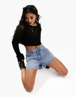 Shorts*DESIGN Denim 'Relaxed' Short In Midwash Blue