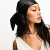 Hair Accessories*DESIGN Extra Large Polysatin Headscarf In Black