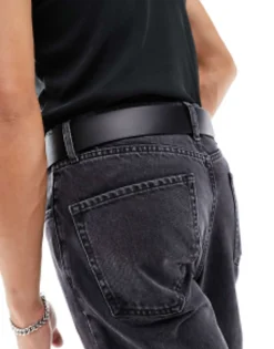Belts*DESIGN Faux Leather Belt With Western Statement Buckle In Black