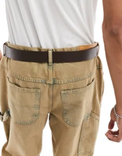 Belts*DESIGN Faux Leather Belt With Statement Buckle Brown