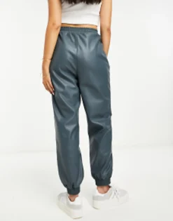 Tracksuits & Joggers*DESIGN Faux Leather Jogger In Dark Grey Dark Slate