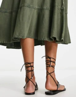 Flat Sandals*DESIGN Fernando Leather Coin Sandals In Black