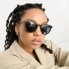 Sunglasses*DESIGN Fine Frame Round Sunglasses In Black