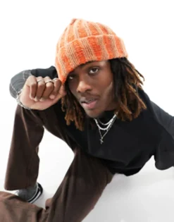 Beanies*DESIGN Fisherman Beanie Stone And Orange