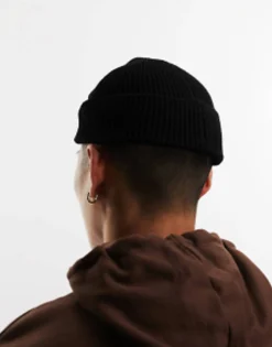 Beanies*DESIGN Fisherman Ribbed Beanie In Black