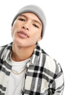 Beanies*DESIGN Fisherman Ribbed Beanie In Grey