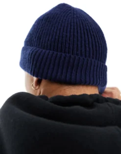 Beanies*DESIGN Fisherman Ribbed Beanie In Navy