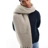 Scarves*DESIGN Fluffy Blanket Scarf In Grey Khaki
