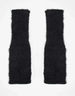 Gloves*DESIGN Fluffy Long Sleeve Palmwamer In Black