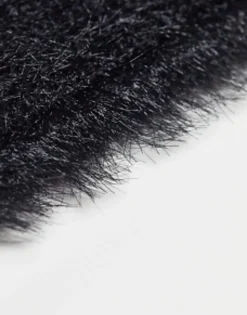 Gloves*DESIGN Fluffy Long Sleeve Palmwamer In Black