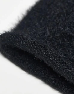 Gloves*DESIGN Fluffy Long Sleeve Palmwamer In Black