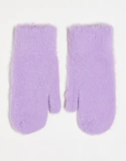 Gloves*DESIGN Fluffy Mittens In Purple Lilac