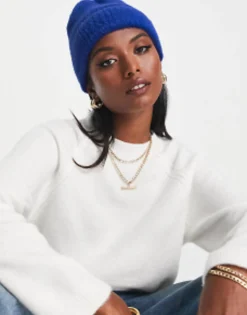 Beanies*DESIGN Fluffy Rib Beanie In Cobalt Blue Colbolt Blue