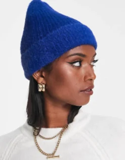 Beanies*DESIGN Fluffy Rib Beanie In Cobalt Blue Colbolt Blue