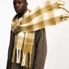 Scarves*DESIGN Fluffy Scarf In Olive Check Mid Green