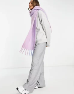 Scarves*DESIGN Fluffy Tassel Scarf In Pink Mix