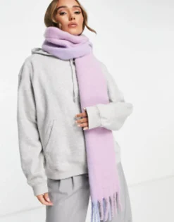 Scarves*DESIGN Fluffy Tassel Scarf In Pink Mix
