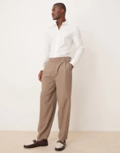 Tall*DESIGN Formal Skinny Fit Oxford Shirt With Double Cuff In White