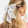 Hair Accessories*DESIGN Hair Bow In With Pearls White