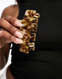 Hair Accessories*DESIGN Hair Clip Claw With Double Prongs In Pale Tort Brown