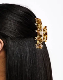 Hair Accessories*DESIGN Hair Clip Claw With Double Prongs In Pale Tort Brown