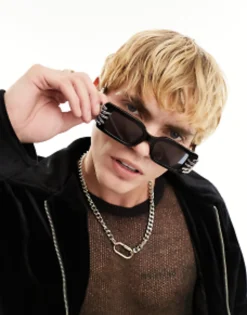 Sunglasses*DESIGN Halloween Fashion Glasses With Skeleton Hand Detail In Black