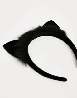 Hair Accessories*DESIGN Halloween Headband With Cat Ears With Faux Fur In Black