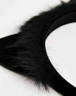 Hair Accessories*DESIGN Halloween Headband With Cat Ears With Faux Fur In Black