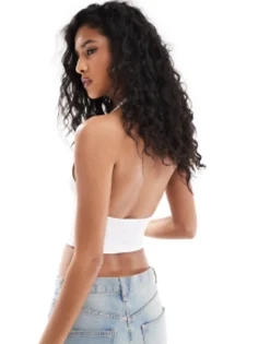 Multipacks*DESIGN Halter Neck Crop Top In 2 Pack Save Black & White