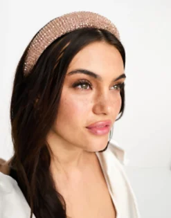 Hair Accessories*DESIGN Headband With Faceted Bead Detail In Blush