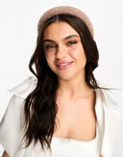 Hair Accessories*DESIGN Headband With Faceted Bead Detail In Blush