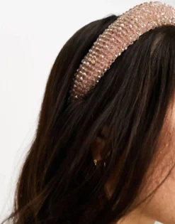 Hair Accessories*DESIGN Headband With Faceted Bead Detail In Blush