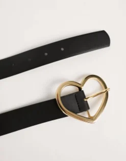 Belts*DESIGN Heart Buckle Waist And Hip Jeans Belt Black