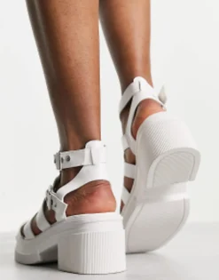Sandals*DESIGN Highway Chunky Mid Heeled Sandals In White