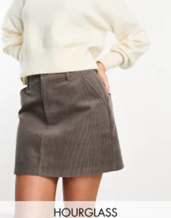 Skirts*DESIGN Hourglass Cord Pocket A-Line Mini Skirt In Taupe