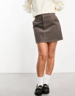 Skirts*DESIGN Hourglass Cord Pocket A-Line Mini Skirt In Taupe