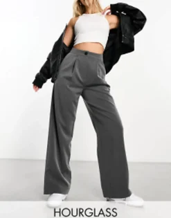 Trousers & Leggings*DESIGN Hourglass Relaxed Dad Trouser In Grey