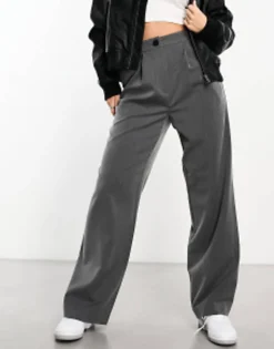 Trousers & Leggings*DESIGN Hourglass Relaxed Dad Trouser In Grey