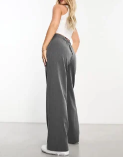 Trousers & Leggings*DESIGN Hourglass Relaxed Dad Trouser In Grey