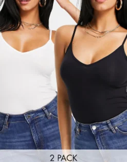 Multipacks*DESIGN Hourglass Ultimate Cami With V-Neck In 2 Pack Save Multi