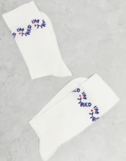 Gifts*DESIGN Im Tired Slogan Socks In White