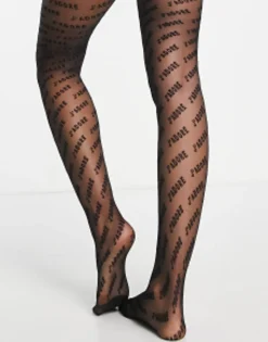 Socks & Tights*DESIGN J'Adore Slogan Tights In Black