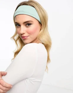 Hair Accessories*DESIGN Jersey Headband With Ribbed In Sage