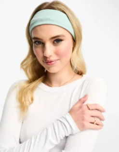 Hair Accessories*DESIGN Jersey Headband With Ribbed In Sage