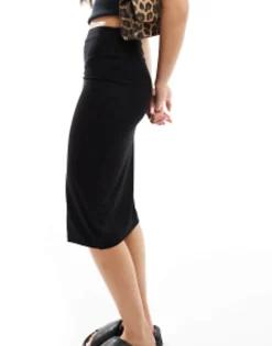 Skirts*DESIGN Jersey Pencil Midi Skirt In Black