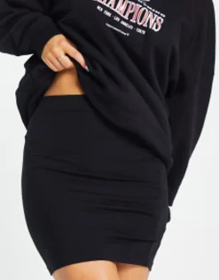 Skirts*DESIGN Jersey Pencil Mini Skirt In Black