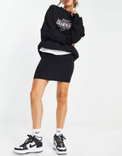 Skirts*DESIGN Jersey Pencil Mini Skirt In Black