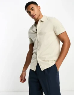 Polo Shirts*DESIGN Jersey Shirt In Beige Pelican